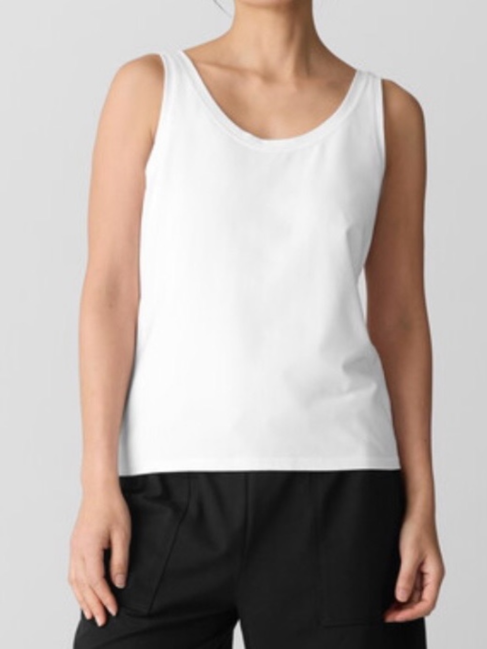 Eileen Fisher Pima Cotton Stretch Jersey Scoop Neck Tank in White